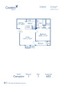 Blueprint of Campion Floor Plan, 1 Bedroom and 1 Bathroom at Camden Cimarron Apartments in Irving, TX