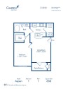 Blueprint of Aspen Floor Plan, 1 Bedroom and 1 Bathroom at Camden Amber Oaks Apartments in Austin, TX