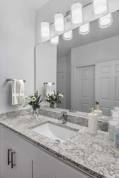 Beautifully renovated bathroom at Camden Crest in Raleigh, NC