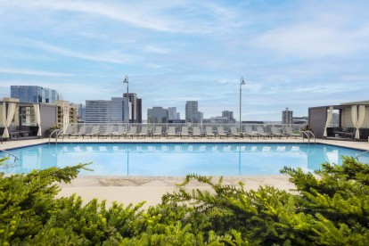 Resort-style pool overlooking Downtown Nashville and the Gulch at Camden Music Row apartments in Nashville, TN