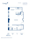 Blueprint of E.1E Floor Plan, Studio with 1 Bathroom at Camden Roosevelt Apartments in Washington, DC