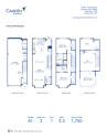 Blueprint of A1 Floor Plan, 2 bedroom and 2.5 bathroom apartment home at Camden Grandview Townhomes in Charlotte, NC