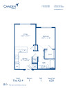 Blueprint of A2.4 Floor Plan, 1 Bedroom and 1 Bathroom at Camden Gallery Apartments in Charlotte, NC