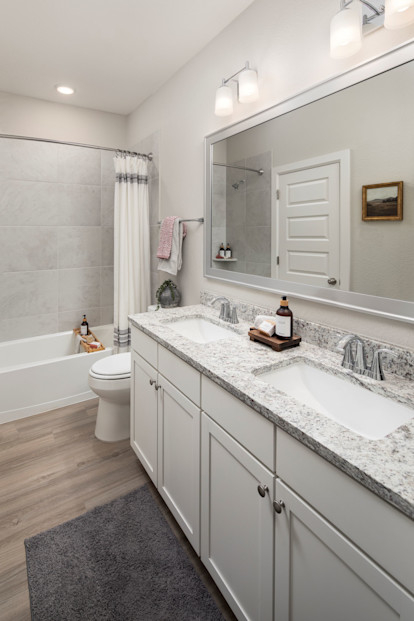 Jack and Jill Bathroom in the wisteria homes at Camden Long Meadow Farms homes for rent in Richmond, TX