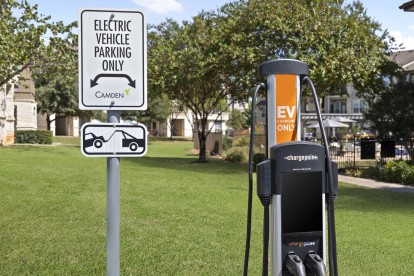 Electric Vehicle charing station at Camden Cedar Hills