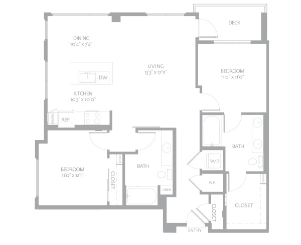 Bluerprint of B4.1 Floor Plan, 2 Bedroom, 2 Bathroom Apartment Home at The Camden in Hollywood, CA