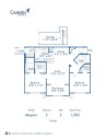 Blueprint of Mayaro - G Floor Plan, 2 Bedrooms and 2 Bathrooms at Camden Royal Palms Apartments in Brandon, FL