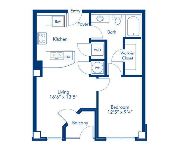 Blueprint of Don Cesar Floor Plan, 1 Bedroom and 1 Bathroom at Camden Orange Court Apartments in Orlando, FL