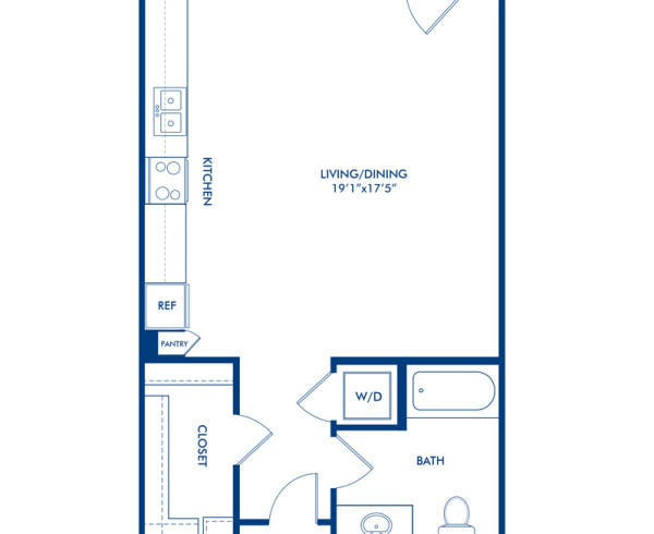 Blueprint of S0 Floor Plan, Studio with 1 Bathroom at Camden Belleview Station Apartments in Denver, CO