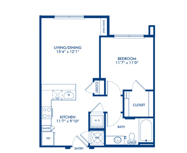 Blueprint of A2.1 Floor Plan, 1 Bedroom and 1 Bathroom at Camden Gallery Apartments in Charlotte, NC