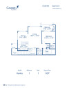 Blueprint of Kentia Floor Plan, 1 Bedroom and 1 Bathroom at Camden Royal Palms Apartments in Brandon, FL