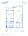 Blueprint of the A1A One Bedroom, One Bathroom Floor Plan at Camden Carolinian Apartments in Raleigh, NC