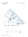 Blueprint of 1C Floor Plan, 1 Bedroom and 1 Bathroom at Camden Gaines Ranch Apartments in Austin, TX