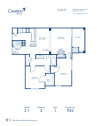 Blueprint of 2.1 Floor Plan, 2 Bedrooms and 1 Bathroom at Camden Overlook Apartments in Raleigh, NC