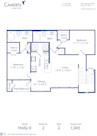 Blueprint of Holly - II Floor Plan, 2 Bedrooms and 2 Bathrooms at Camden Amber Oaks II Apartments in Austin, TX