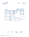 Blueprint of E Floor Plan, Apartment Home with 2 Bedrooms and 1.25 Bathrooms at Camden Highlands Ridge in Highlands Ranch, CO