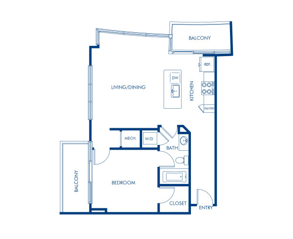 Blueprint of A14 Floor Plan, 1 Bedroom and 1 Bathroom at Camden Music Row Apartments in Nashville, TN