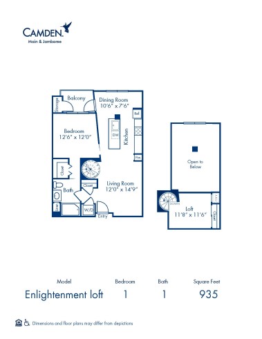 Blueprint of Enlightenment (Loft) Floor Plan, 1 Bedroom and 1 Bathroom at Camden Main and Jamboree Apartments in Irvine, CA