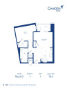 The A12 floor plan, 1 bed, 1 bath at Camden NoDa Apartments in Charlotte, NC