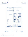 Camden Hillcrest apartments in San Diego, California one bedroom, one bath floor plan The A3