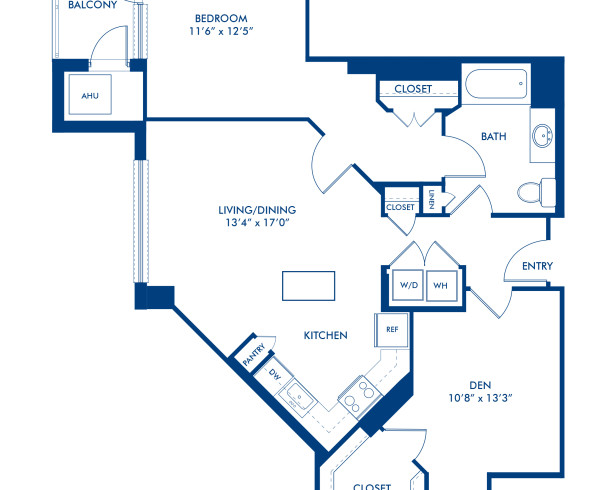 Blueprint of A9-A Floor Plan, 1 Bedroom and 1 Bathroom at Camden NoMa Apartments in Washington, DC