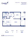 A3 Floor Plan, One Bedroom Apartment Home with 1 Bathroom at Camden Buckhead in Atlanta, GA
