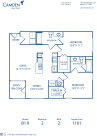 Blueprint of B1 II Floor Plan, 2 Bedrooms and 2 Bathrooms at Camden Royal Oaks II Apartments in Houston, TX