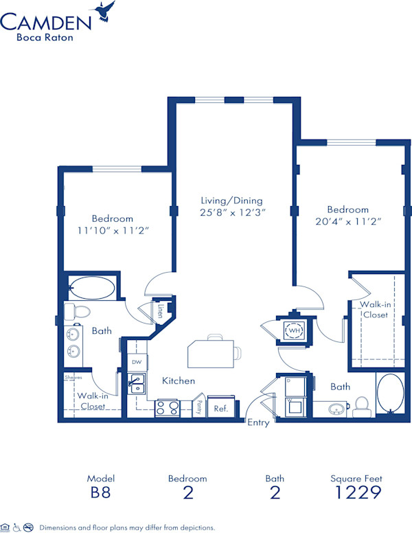 Blueprint of The C-6 Floor Plan, 2 Bedrooms and 2 Bathrooms at Camden Boca Raton Apartments in Boca Raton, FL