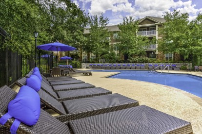 Resort style pool with expansive sundeck