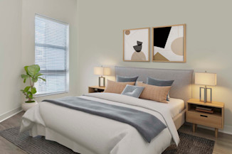 Bedroom with high ceilings at Camden Shady Grove apartments in Rockville, MD