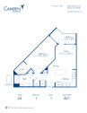 Blueprint of the A3 One Bedroom, One Bathroom Floor Plan at Camden Carolinian Apartments in Raleigh, NC
