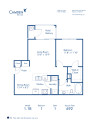 Blueprint of 1.1B Floor Plan, 1 Bedroom and 1 Bathroom at Camden Silo Creek Apartments in Ashburn, VA