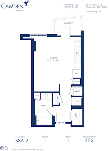 Blueprint of S8A.2 Floor Plan, Studio with 1 Bathroom at Camden NoMa II Apartments in Washington, DC