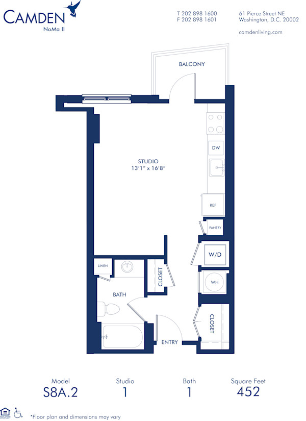 Blueprint of S8A.2 Floor Plan, Studio with 1 Bathroom at Camden NoMa II Apartments in Washington, DC