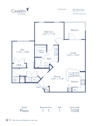 Blueprint of Plaza Floor Plan, 1 Bedroom and 1 Bathroom at Camden Town Square Apartments in Kissimmee, FL