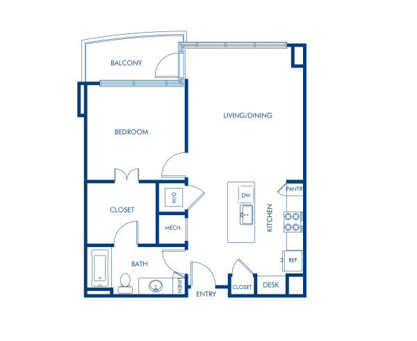 Blueprint of A11 Floor Plan, 1 Bedroom and 1 Bathroom at Camden Music Row Apartments in Nashville, TN