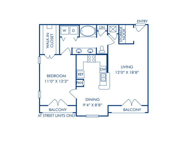 Blueprint of C3 Floor Plan, 1 Bedroom and 1 Bathroom at Camden Farmers Market Apartments in Dallas, TX