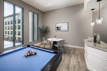 camden tuscany apartments san diego ca resident lounge with billiards and kitchenette