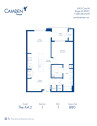 Camden Tempe apartments in Tempe, Arizona, one bedroom floor plan A4.2