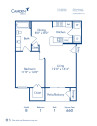 Blueprint of B Floor Plan, 1 Bedroom and 1 Bathroom at Camden Midtown Houston Apartments in Houston, TX