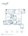 Blueprint of Slate Floor Plan, 2 Bedrooms and 2.5 Bathrooms at Camden Sotelo Apartments in Tempe, AZ