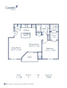 Blueprint of 1.1A Floor Plan, 1 Bedroom and 1 Bathroom at Camden Ballantyne Apartments in Charlotte, NC