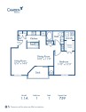 Blueprint of 1.1A Floor Plan, 1 Bedroom and 1 Bathroom at Camden Ballantyne Apartments in Charlotte, NC