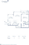 Blueprint of Sago Floor Plan, 1 Bedroom and 1 Bathroom at Camden Royal Palms Apartments in Brandon, FL