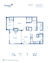 Blueprint of 1.1B Floor Plan, 1 Bedroom and 1 Bathroom at Camden Overlook Apartments in Raleigh, NC