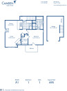 Blueprint of A1 Floor Plan, 1 Bedroom and 1 Bathroom at Camden Legacy Creek Apartments in Plano, TX