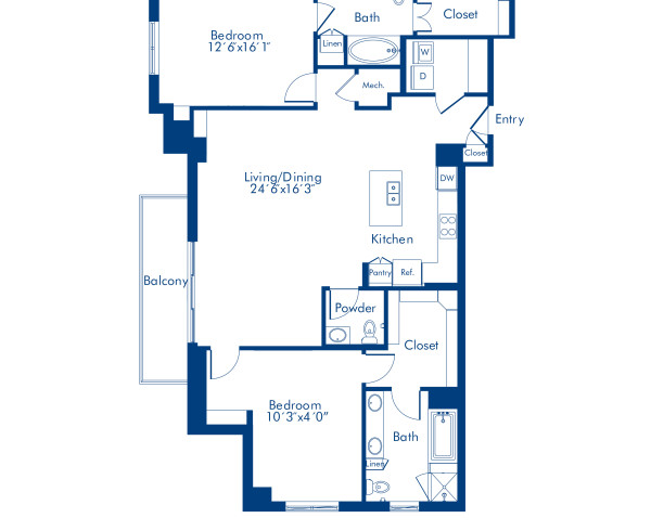 Camden Highland Village apartments in Houston, TX Gallery two bedroom floor plan D7.5