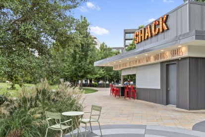 Love Shack restaurant at Levy Park across the street from Camden Greenway Apartments in Houston, TX