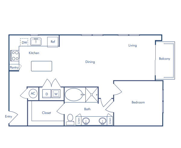 Camden Rainey Street apartments in Austin, TX one bedroom floor plan A7.2 Study