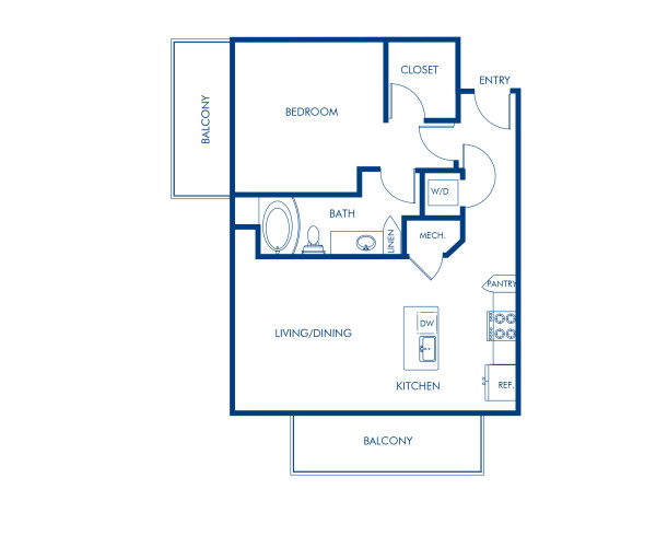 Blueprint of A10 Floor Plan, 1 Bedroom and 1 Bathroom at Camden Music Row Apartments in Nashville, TN